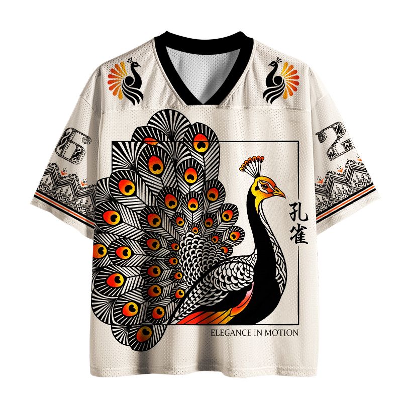 Kyoto-Lion Japanese Asian Style Peacock Mesh Jersey