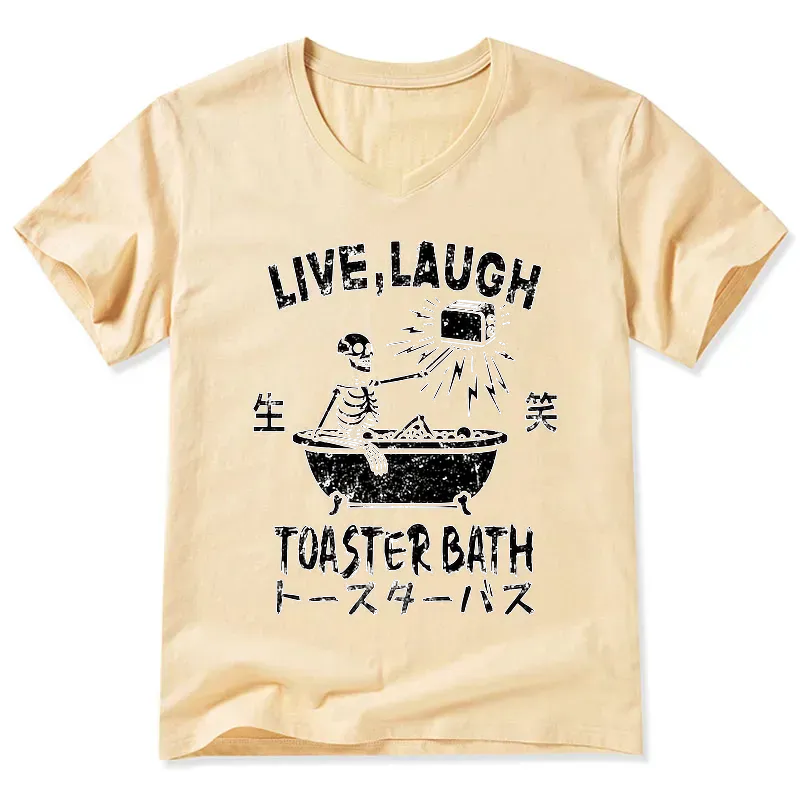 funny electric shock skeleton v-neck t-shirt for daily wear