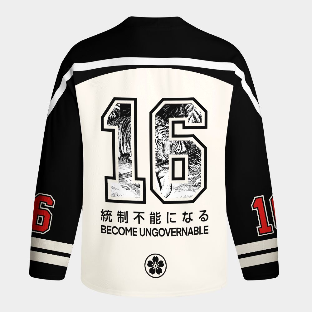 Kyoto-Lion Sword Tiger Funny Meme Long-Sleeve Hockey Jersey