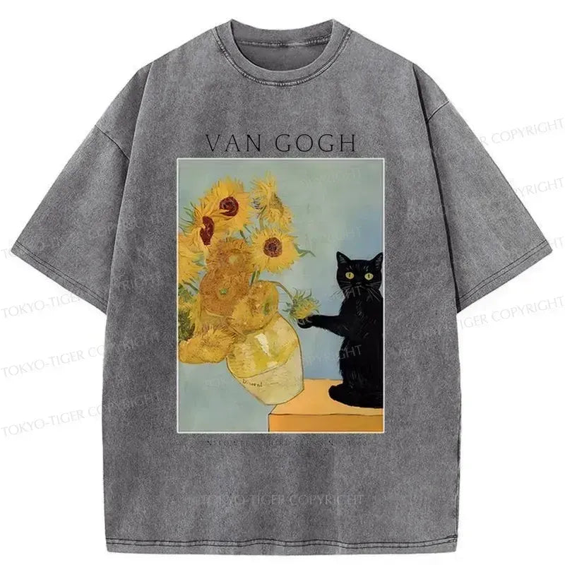 vintage washed cat t-shirt on sale