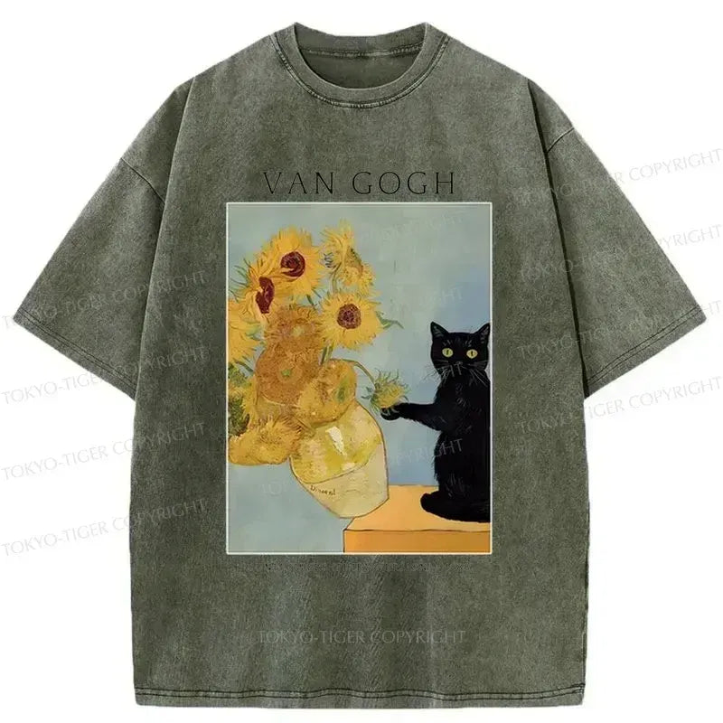 vintage washed cat t-shirt on sale