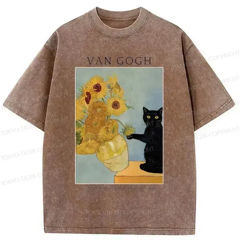 vintage washed cat t-shirt on sale