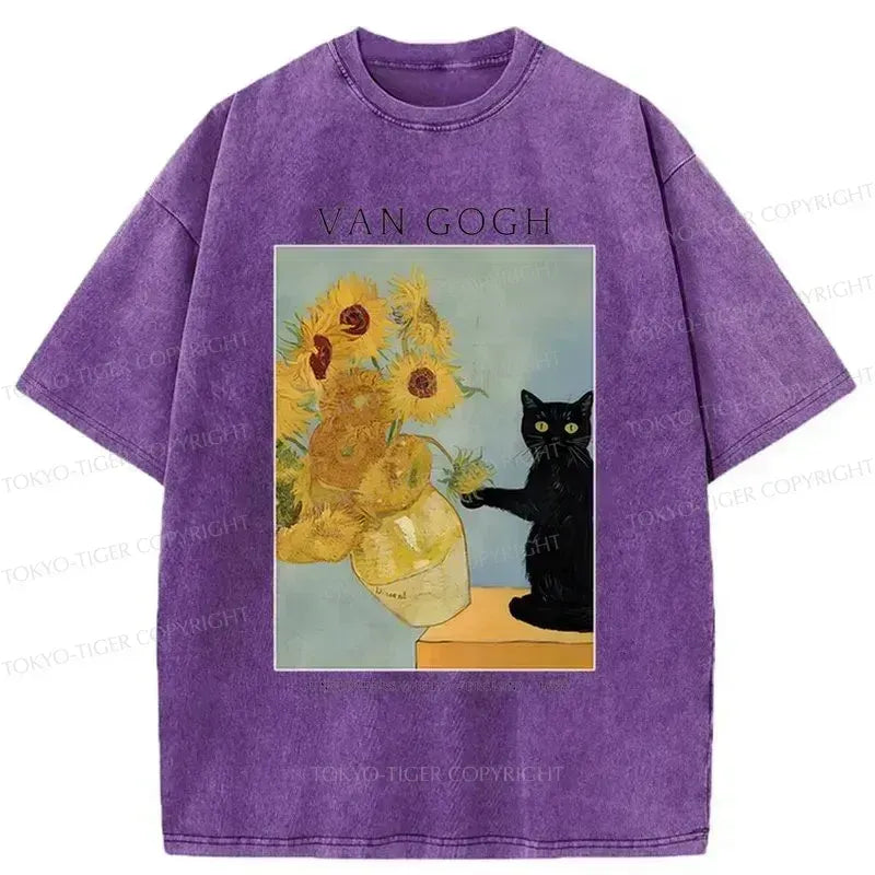 vintage washed cat t-shirt on sale