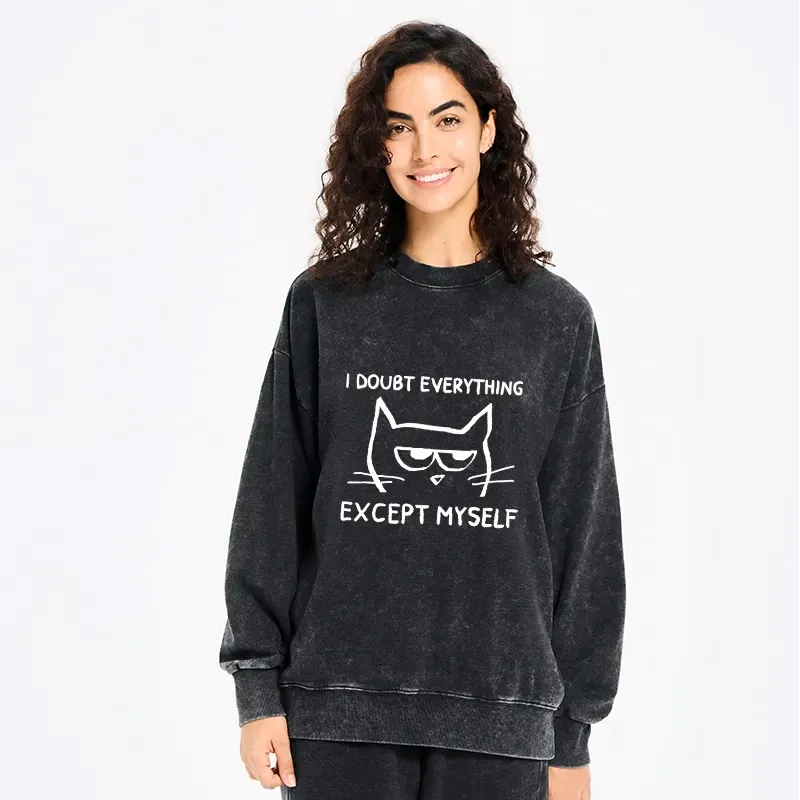 Kyoto-Lion Confident Kitten Washed Sweatshirt