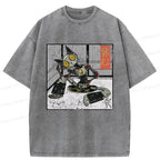 Japanese Robot Cat Washed T-Shirt