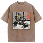 Kyoto-Lion Robot Cat Taking A Rest Washed T-Shirt