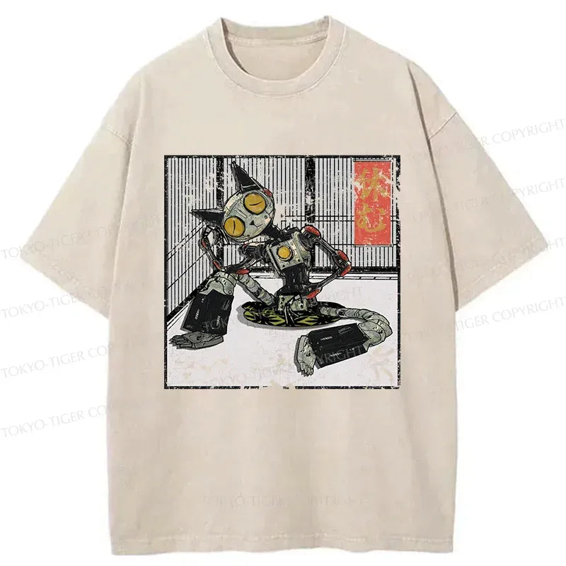 Trendy Robot Cat T-Shirt for Summer