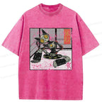 Japanese Robot Cat Washed T-Shirt