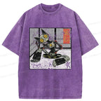 Japanese Robot Cat Washed T-Shirt