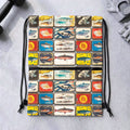 vintage japanese fish drawstring backpack