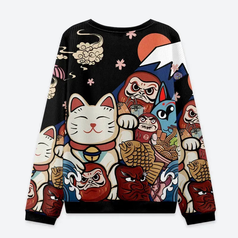 Kyoto-Lion Traditional Japanese Elements Christmas Ugly Sweatshirt