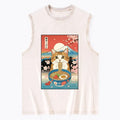 Kyoto-Lion Funny Orange Cat Eating Ramen Japan Washed Tank