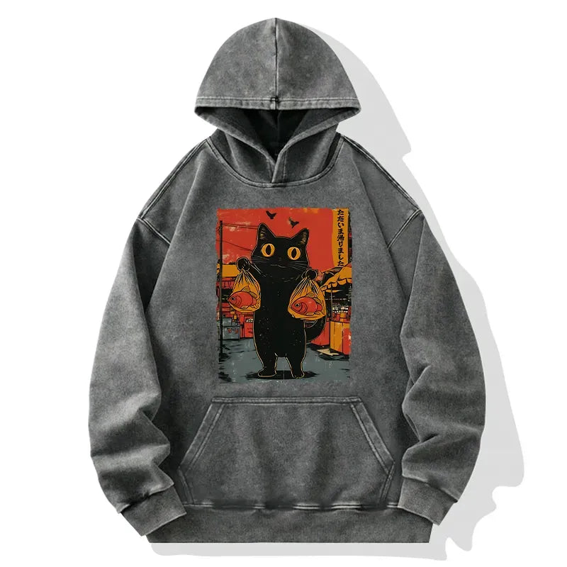Vintage Japanese Cat Hoodie Best Seller