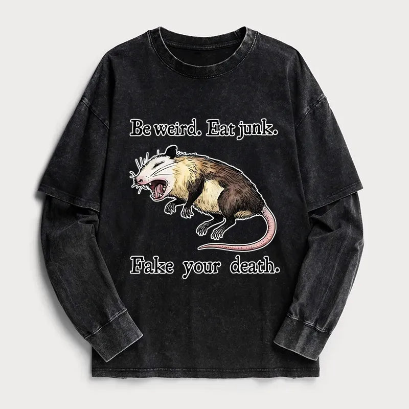 Kyoto-Lion Possum Playing Dead Washed Double Layer T-Shirt