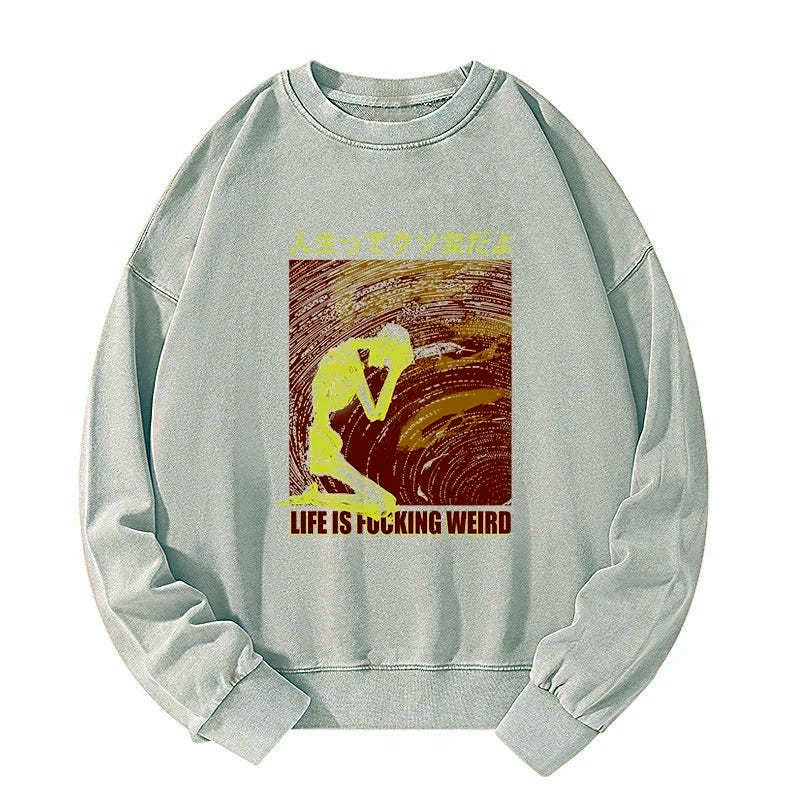 Kyoto-Lion Skeleton Life is Fu Washed Sweatshirt
