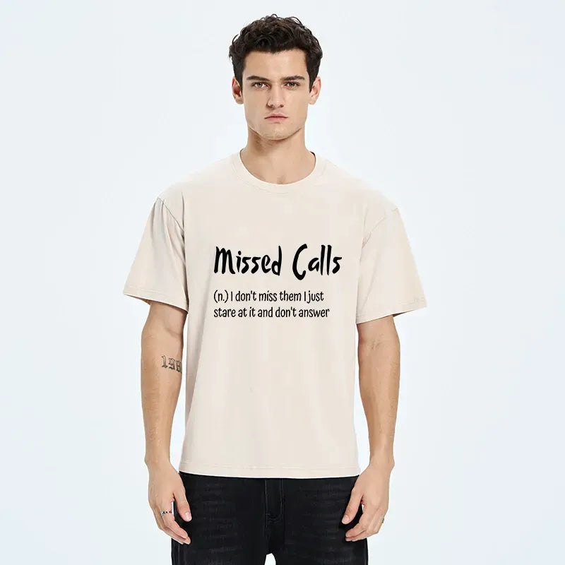 Kyoto-Lion Funny Meme Missed Calls Definition Washed T-Shirt
