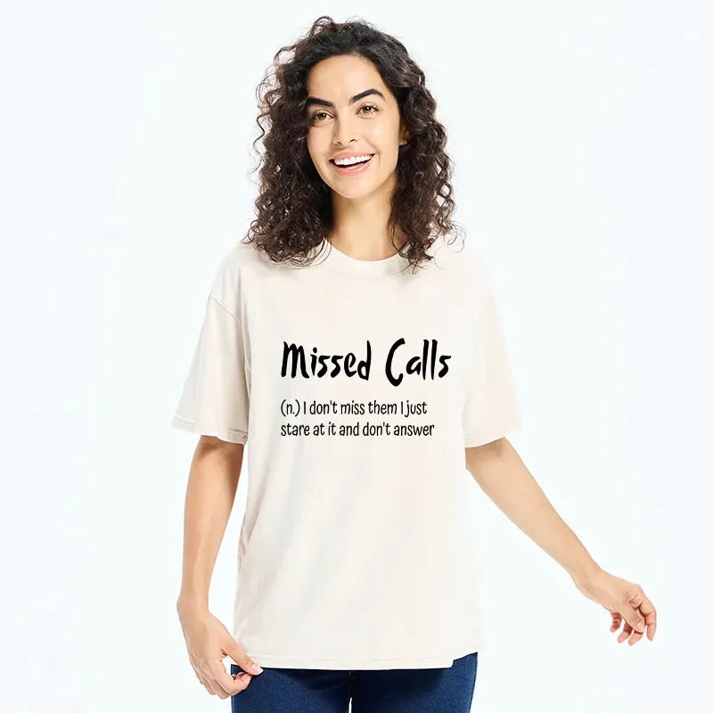 Kyoto-Lion Funny Meme Missed Calls Definition Washed T-Shirt