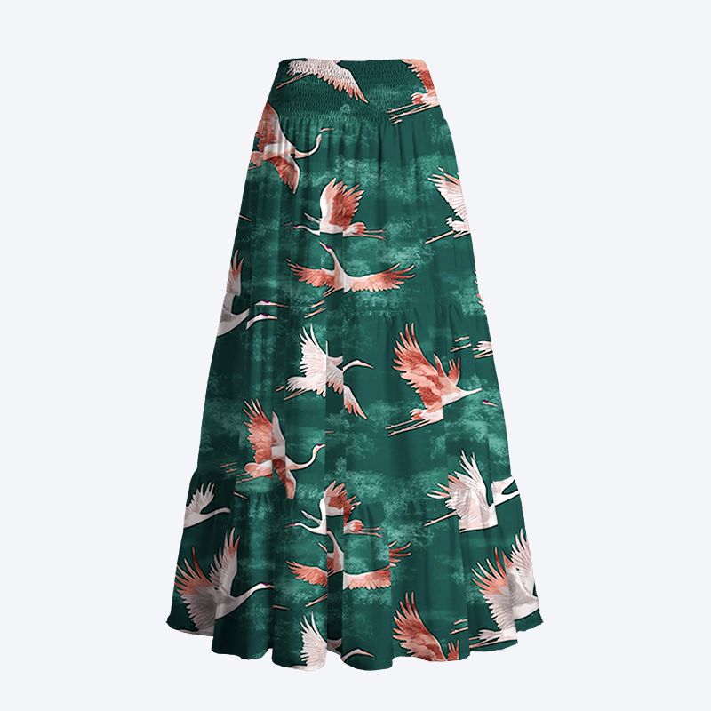 kyoto cranes in flight maxi skirt for vacation