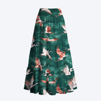 kyoto cranes in flight maxi skirt for vacation