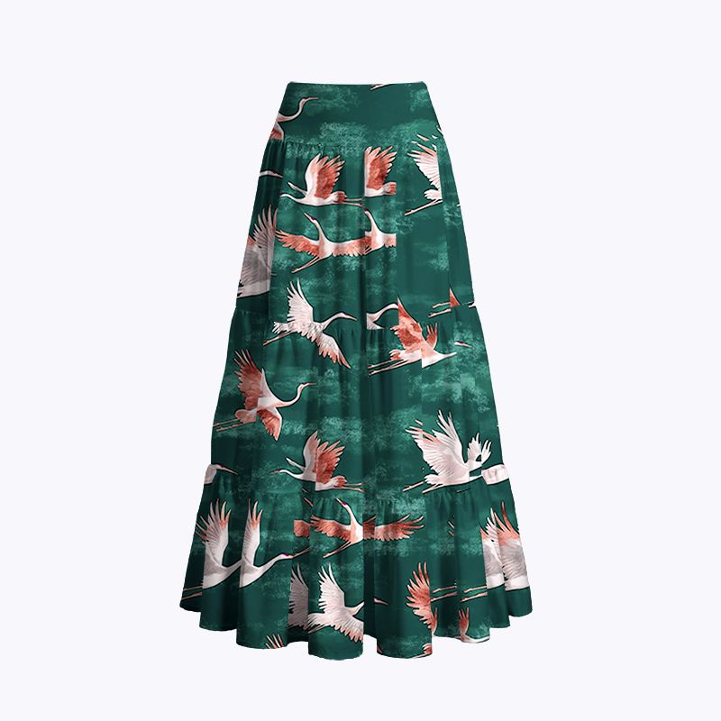 kyoto cranes in flight maxi skirt for vacation