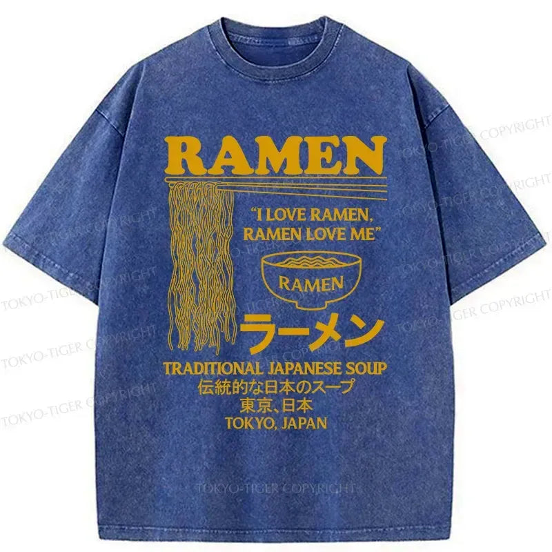 Kyoto-Lion Retro Ramen Japanese Washed T-Shirt