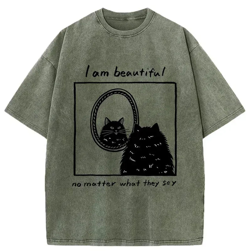 Kyoto-Lion Cat Thinks It Is Beautiful Washed T-Shirt
