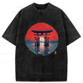 Washed Retro Ukiyo-e T-Shirt for Summer