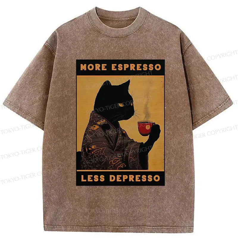Kyoto-Lion More Espresso Less Depresso Retro Washed T-Shirt