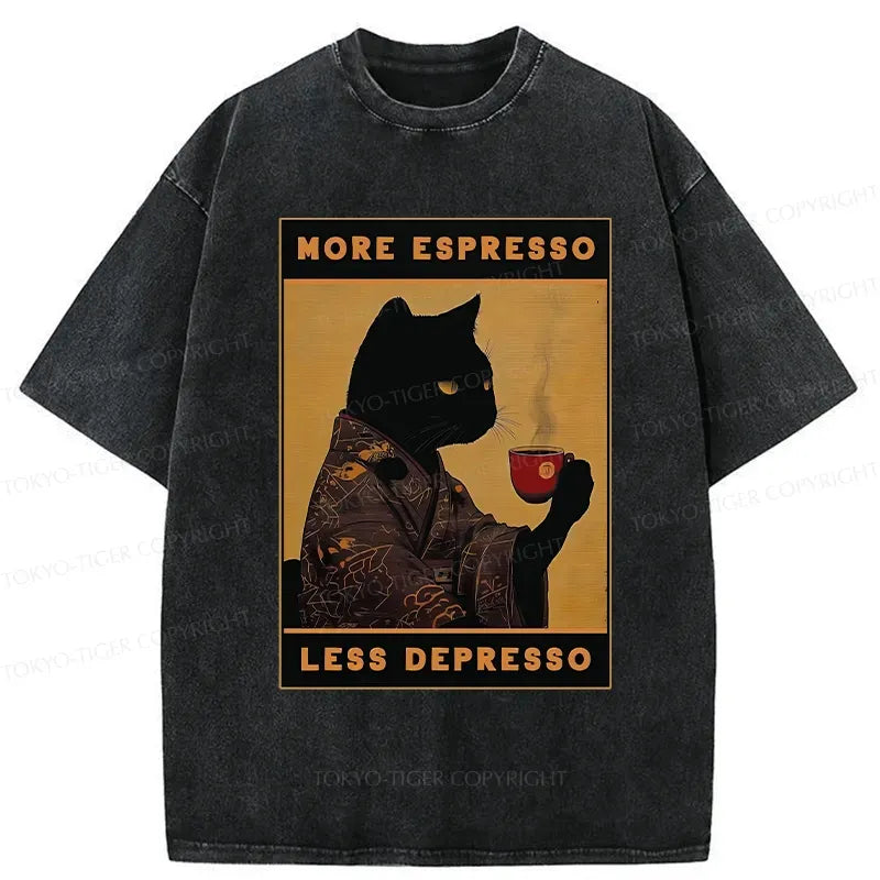 Kyoto-Lion More Espresso Less Depresso Retro Washed T-Shirt