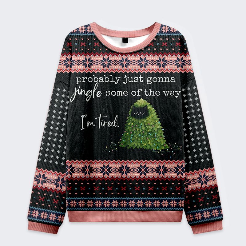 Kyoto-Lion Tired Kitsmas Tree Christmas Ugly Sweatshirt