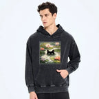 Washed Lotus Flower Hoodie for Streetwear
