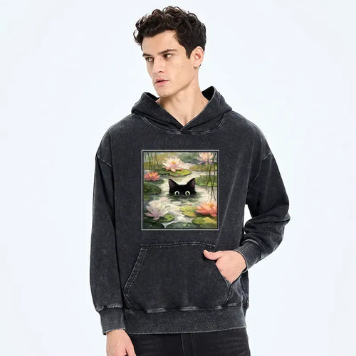 Washed Lotus Flower Hoodie for Streetwear