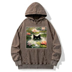 Washed Lotus Flower Hoodie for Streetwear
