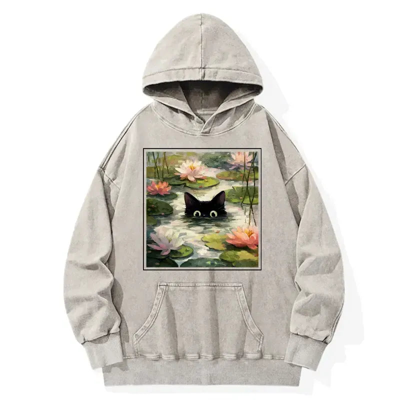 Japanese Black Cat Hoodie for Daily Wear