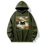 Washed Lotus Flower Hoodie for Streetwear