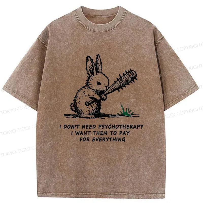 Kyoto-Lion Violent Rabbit Funny Washed T-Shirt