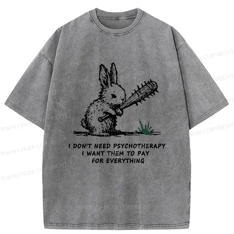 Kyoto-Lion Violent Rabbit Funny Washed T-Shirt