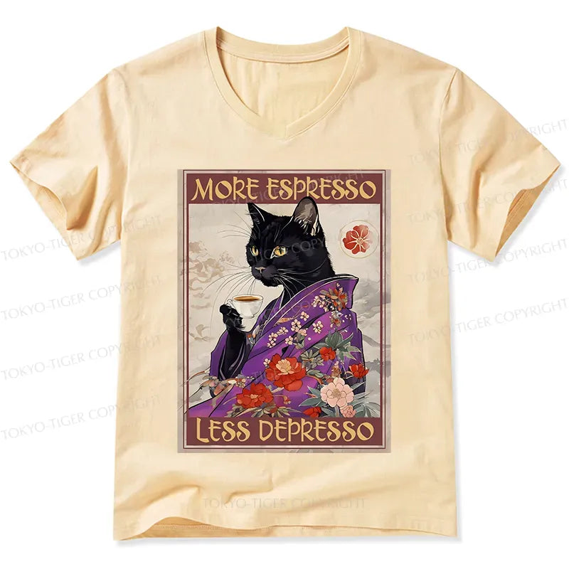 Japanese Cat Coffee T-Shirt for Her