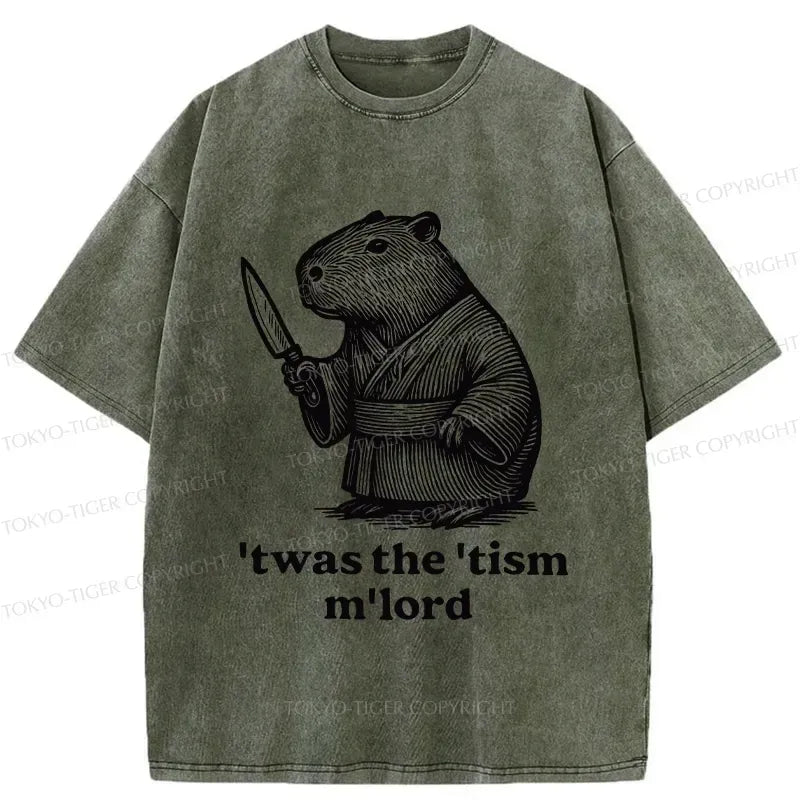 Japanese Capybara Samurai Washed T-Shirt