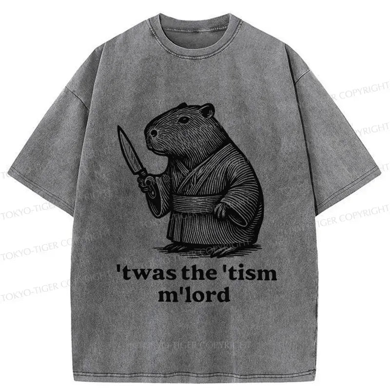 Kyoto-Lion Focused Capybara Samurai Washed T-Shirt