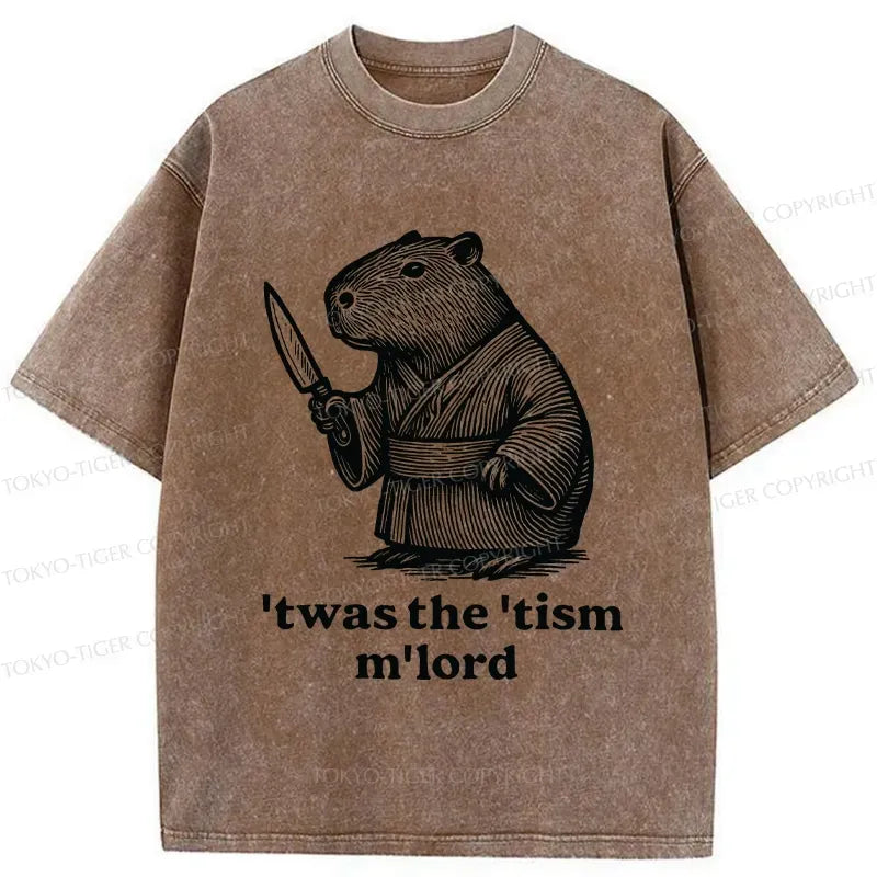 Japanese Capybara Samurai Washed T-Shirt