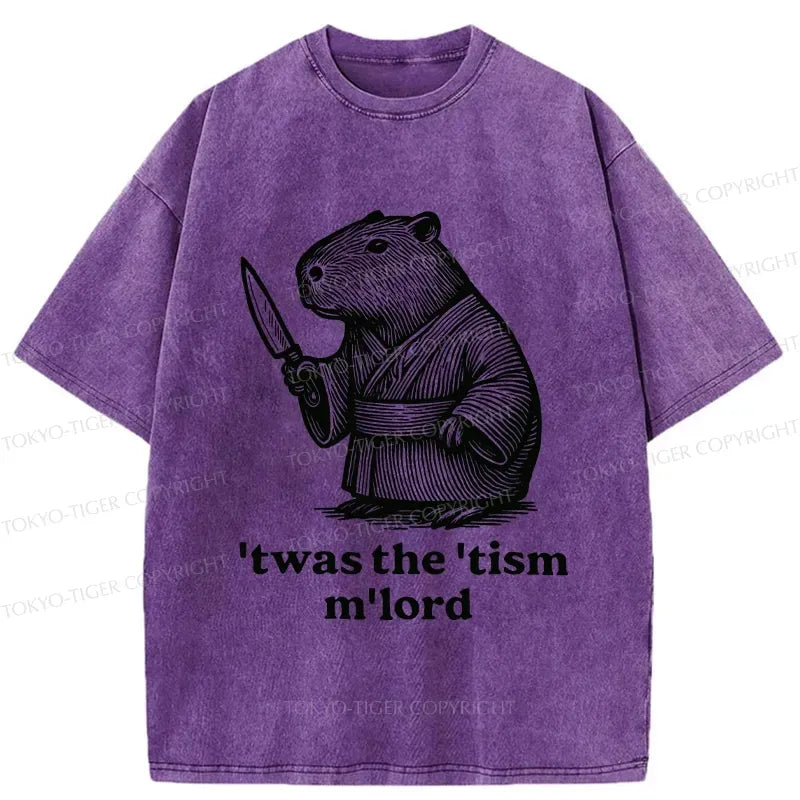 Kyoto-Lion Focused Capybara Samurai Washed T-Shirt