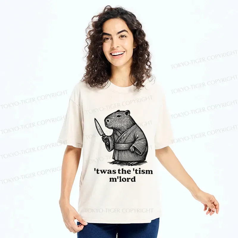 Japanese Capybara Samurai Washed T-Shirt