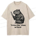Kyoto-Lion Focused Capybara Samurai Washed T-Shirt