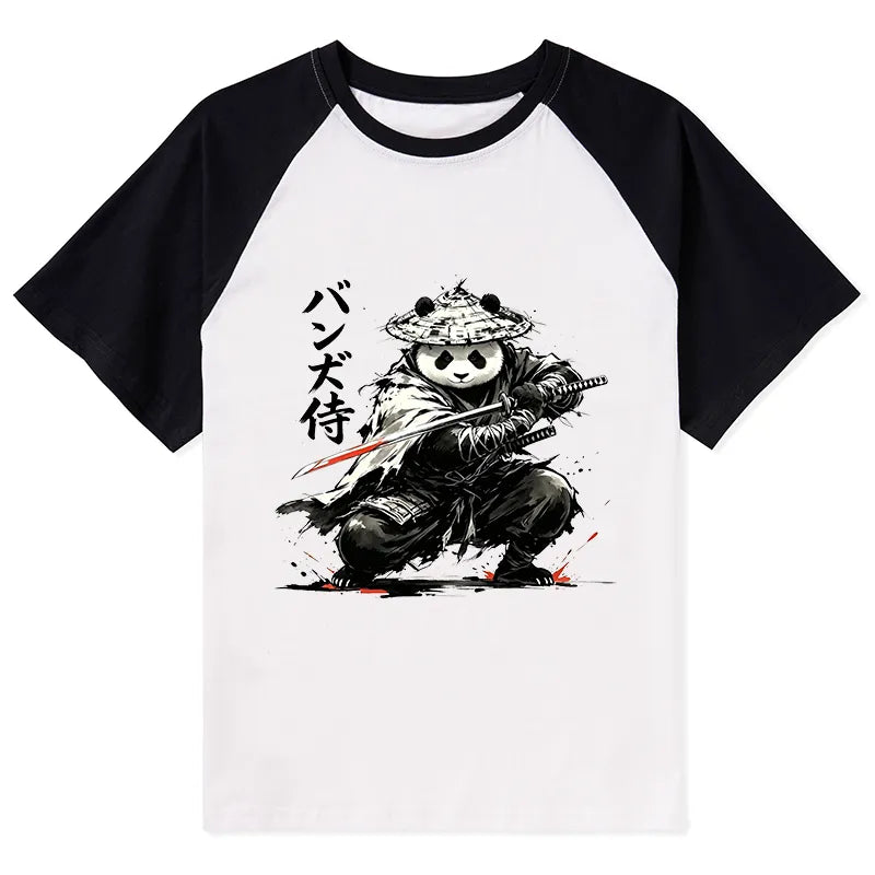 Kyoto-Lion Panda Samurai Warrior Raglan T-shirt