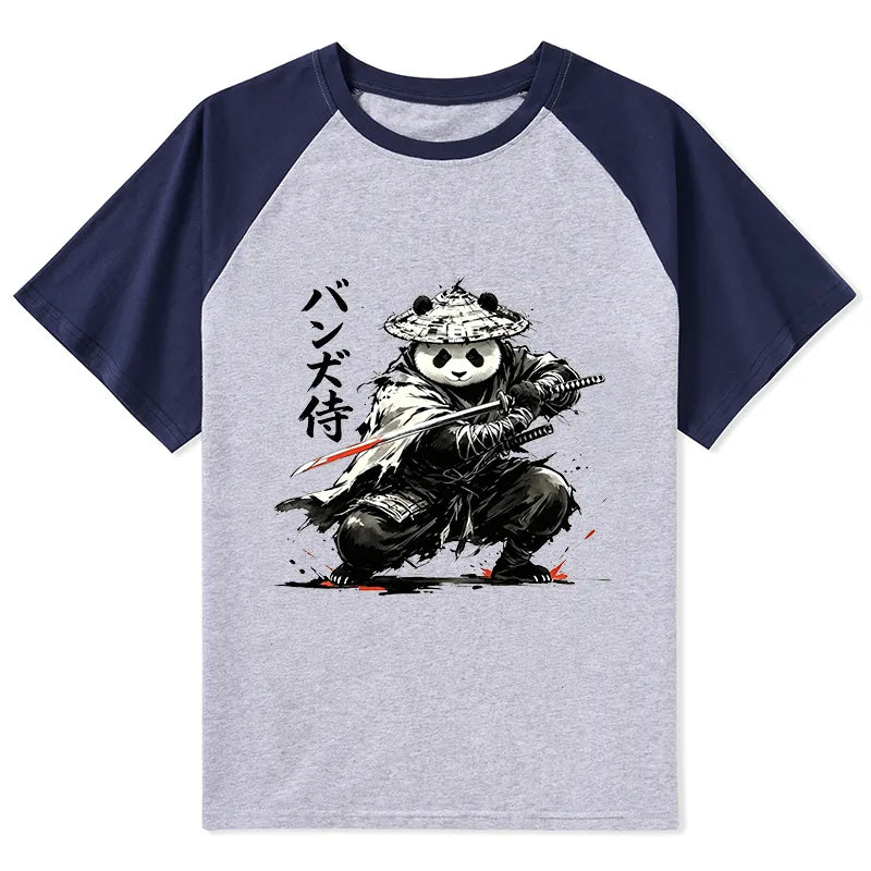 Kyoto-Lion Panda Samurai Warrior Raglan T-shirt