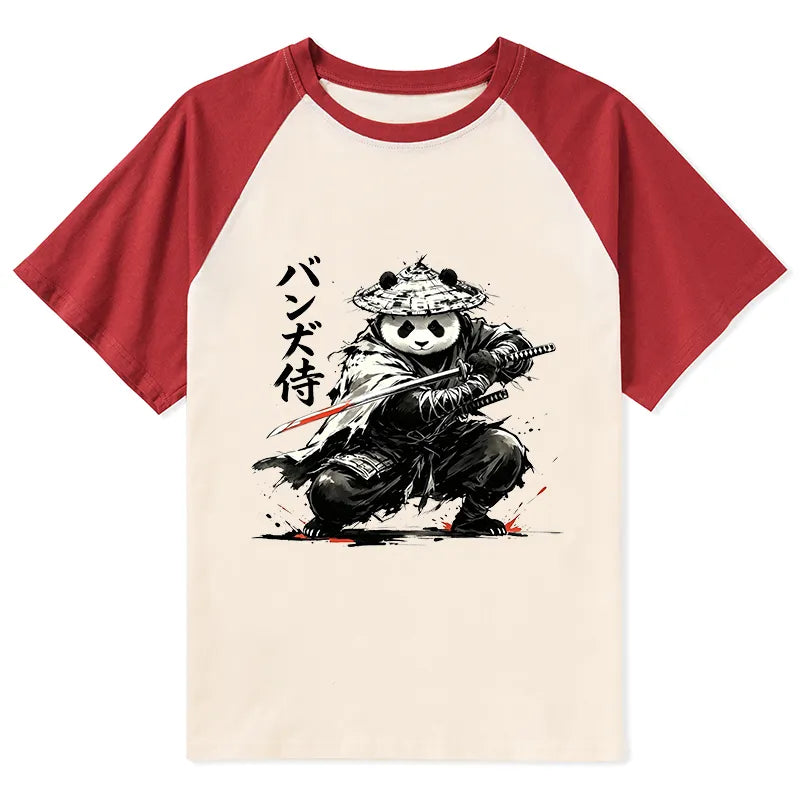 Kyoto-Lion Panda Samurai Warrior Raglan T-shirt