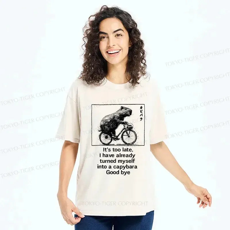 funny capybara bicycle t-shirt gift idea