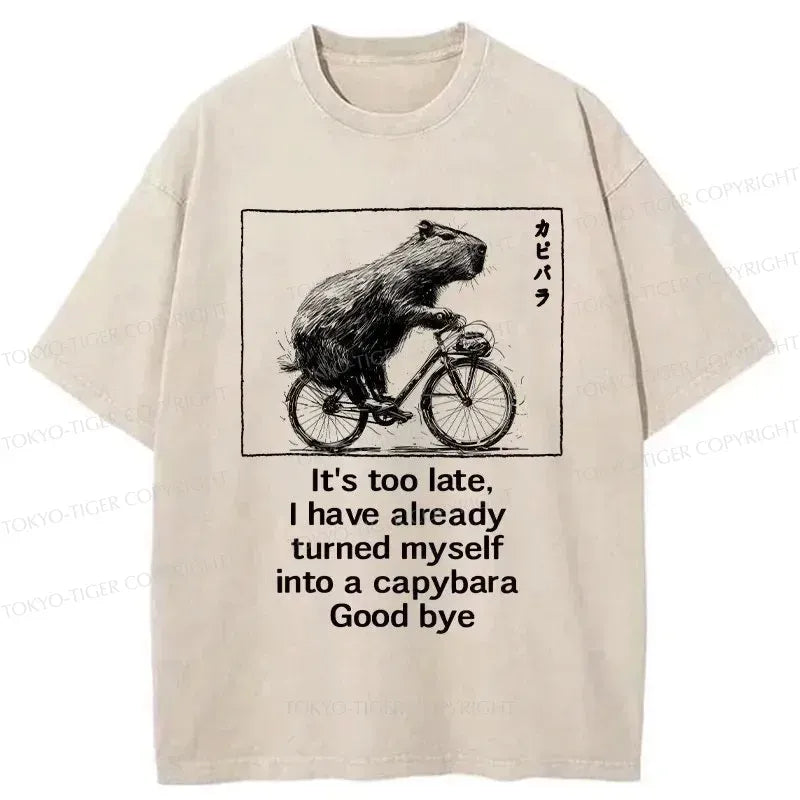 funny capybara bicycle t-shirt gift idea