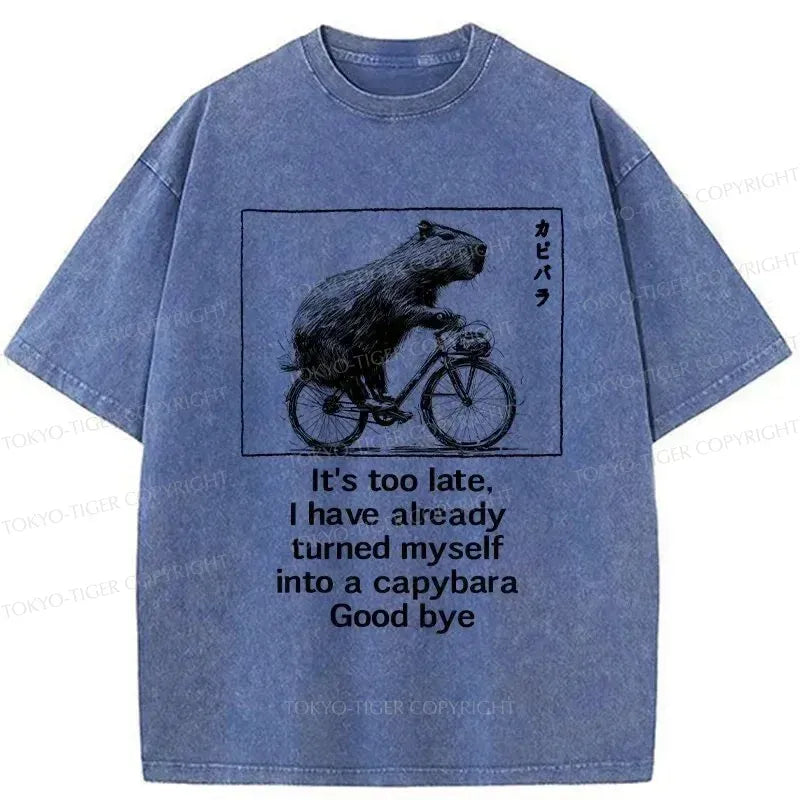 funny capybara bicycle t-shirt gift idea